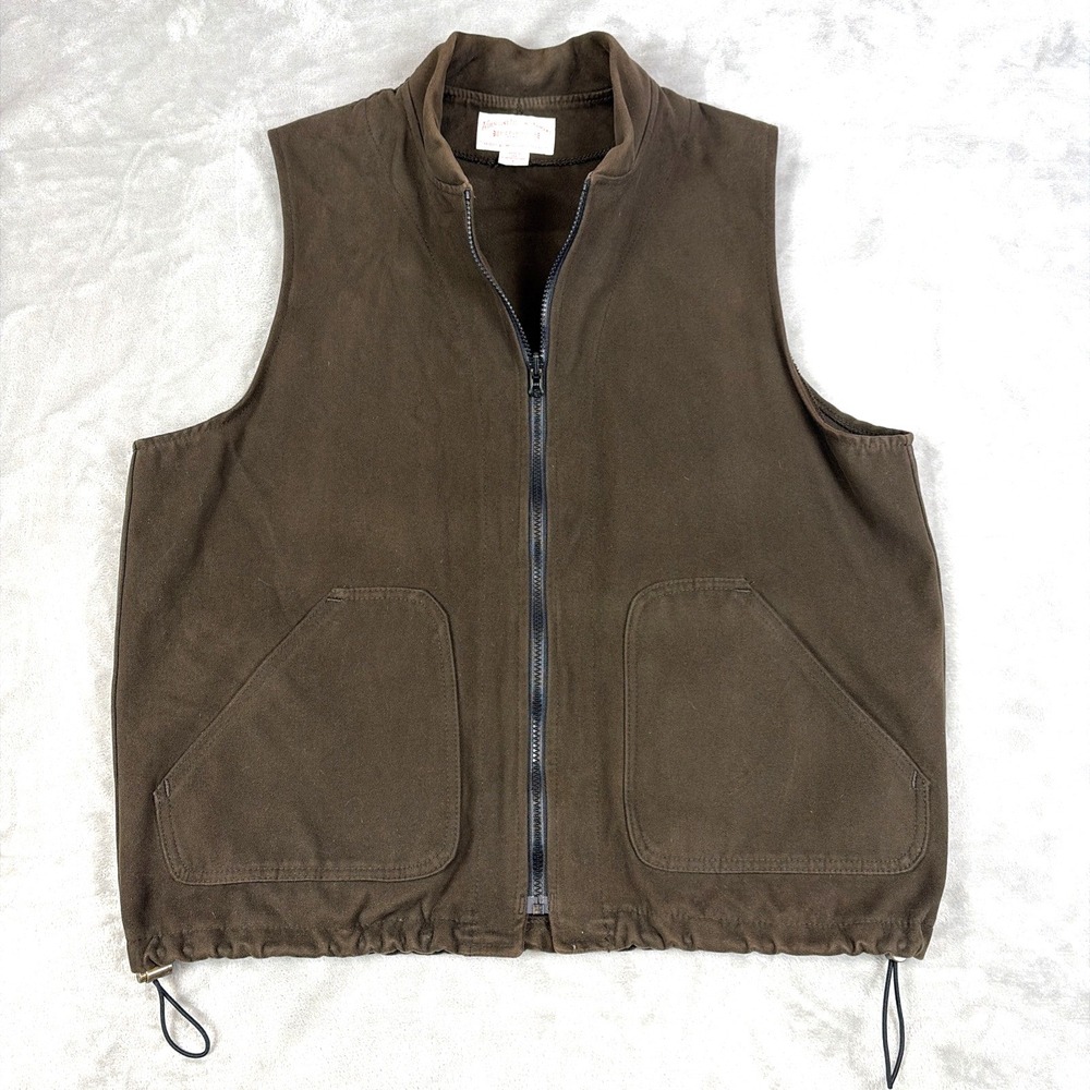Vintage C.C Filson Vest Mens Size L‎ Brown Full Zip Moleskin Liner Made In USA